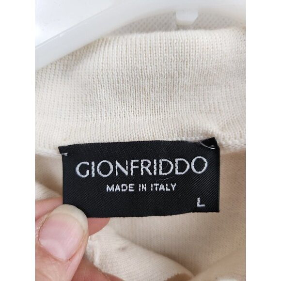 𝅺CONFRIDDO Off White Wool Blend 1/4 Button Collared Pullover Sweater Large - Picture 3 of 6